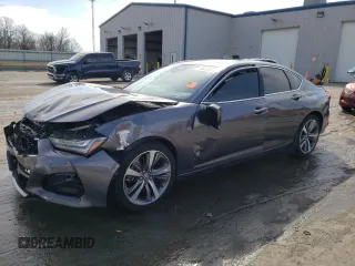 2021 Acura TLX w/Advance Package with VIN 19UUB5F64MA009614, listed as a Copart auction lot 46633875 with 39,638 mi miles and Salvage Title. Bid and sale history available at carsss.com. Image 1.