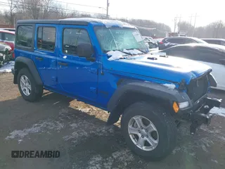 2021 Jeep Wrangler Unlimited Sport S with VIN 1C4HJXDN6MW775307, listed as a IAAI auction lot 41355806 with 36,889 mi miles. Bid and sale history available at carsss.com. Image 1.