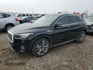 2021 Infiniti QX50 Essential z VIN 3PCAJ5CB3MF121317, wystawiony jako Copart lot #83485114 z przebiegiem 46 372 mil mil oraz Szkoda całkowita • Salvage title. Historia ofert i sprzedaży dostępna na DreamBid. Obrazek 1.