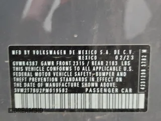 2023 Volkswagen Jetta GLI Autobahn z VIN 3VW2T7BU2PM019582, wystawiony jako Copart lot #60191984 z przebiegiem 12 114 mil mil oraz Szkoda całkowita • Salvage title. Historia ofert i sprzedaży dostępna na DreamBid. Obrazek 12.
