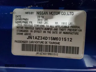 2005 Nissan 350Z Touring with VIN JN1AZ34D15M601512, listed as a Copart auction lot 41463465 with 75,105 mi miles and Salvage Title. Bid and sale history available at carsss.com. Image 12.