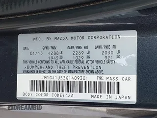 2016 Mazda 6 i Sport with VIN JM1GJ1U53G1409301, listed as a IAAI auction lot 42057930 with 100,434 mi miles and . Bid and sale history available at DreamBid. Image 9.