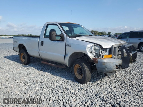 2001 Ford F-250 XL with VIN 1FTNF21L11EC49565, listed as a Copart auction lot 57776185 with 110,842 mi miles and Salvage title. Bid and sale history available at DreamBid. Image 4.