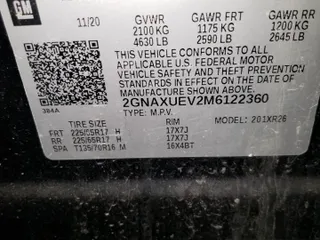 2021 Chevrolet Equinox LT with VIN 2GNAXUEV2M6122360, listed as a Copart auction lot 52962015 with 64,836 mi miles and Salvage Title. Bid and sale history available at carsss.com. Image 13.