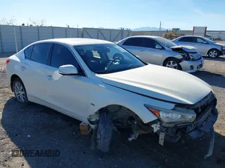 2017 Infiniti Q50 2.0t with VIN JN1CV7AP3HM640570, listed as a IAAI auction lot 41215991 with 107,500 mi miles. Bid and sale history available at carsss.com. Image 1.