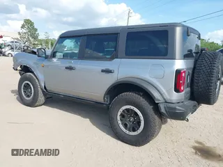 2023 Ford Bronco with VIN 1FMEE5DP1PLB89368, listed as a IAAI auction lot 41957069 with 14,387 mi miles. Bid and sale history available at carsss.com. Image 3.