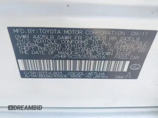 2012 Lexus IS 250 with VIN JTHBF5C23C5158016, listed as a IAAI auction lot 42106392 with 152,716 mi miles and . Bid and sale history available at DreamBid. Image 9.