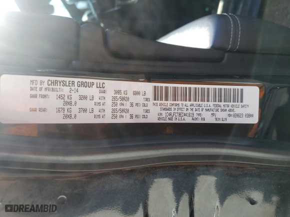 2014 Jeep Grand Cherokee Overland with VIN 1C4RJFCT8EC441619, listed as a Copart auction lot 53292505 with 139,267 mi miles and Clean Title. Bid and sale history available at carsss.com. Image 13.