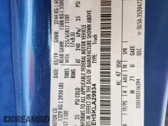 2019 Ford Ranger XL with VIN 1FTER4EH5KLA29934, listed as a Copart auction lot 57991385 with 86,308 mi miles and Salvage title. Bid and sale history available at DreamBid. Image 12.