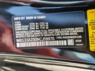 2022 BMW M4 Competition with VIN WBS33AZ00NCJ59970, listed as a Copart auction lot 56466154 with 26,020 mi miles and Salvage Title. Bid and sale history available at carsss.com. Image 13.