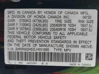 2020 Honda CR-V EX with VIN 2HKRW2H53LH651695, listed as a IAAI auction lot 41685683 with 86,582 mi miles. Bid and sale history available at carsss.com. Image 9.