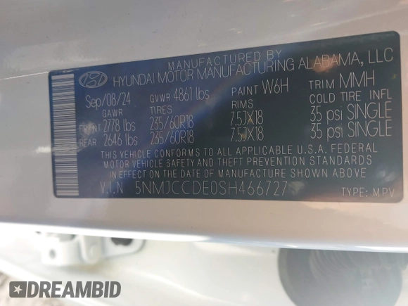 2025 Hyundai Tucson SEL Convenience with VIN 5NMJCCDE0SH466727, listed as a IAAI auction lot 41310222 with 1,858 mi miles and . Bid and sale history available at carsss.com. Image 9.