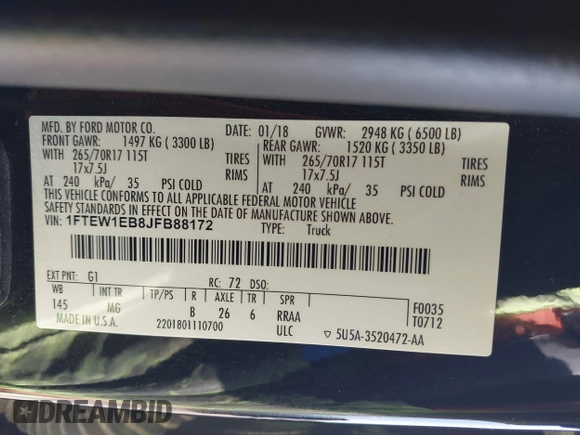 2018 Ford F-150 XL с VIN 1FTEW1EB8JFB88172, выставлен на аукционе IAAI как лот 41692144 с пробегом 88 351 миль миль и . История ставок и продаж доступна на DreamBid. Изображение 9.