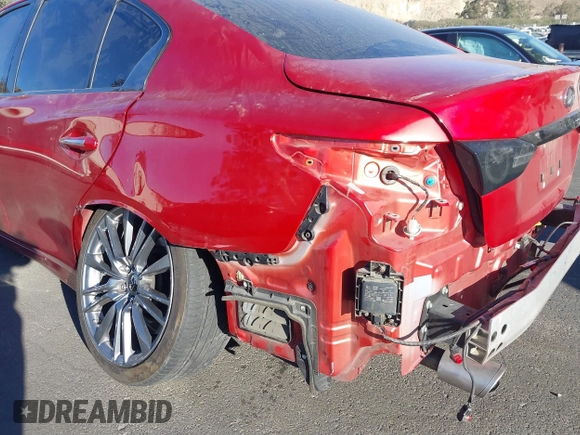 2021 Infiniti Q50 Red Sport 400 with VIN JN1FV7DP3MM850783, listed as a IAAI auction lot 41335175 with 59,113 mi miles and . Bid and sale history available at DreamBid. Image 6.