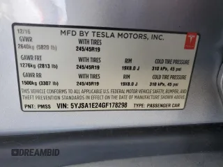2016 Tesla Model S 90D with VIN 5YJSA1E24GF178298, listed as a Copart auction lot 52799545 with 112,391 mi miles and Salvage Title. Bid and sale history available at DreamBid. Image 13.