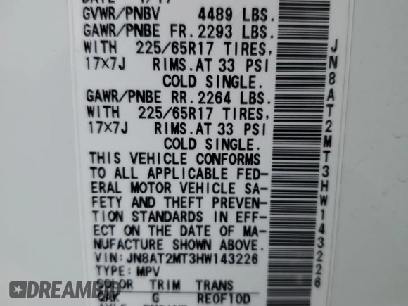 2017 Nissan Rogue S with VIN JN8AT2MT3HW143226, listed as a Copart auction lot 53018755 with 90,434 mi miles and Salvage Title. Bid and sale history available at carsss.com. Image 13.
