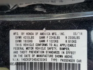 2014 Honda Accord Sedan LX with VIN 1HGCR2F34EA230045, listed as a Copart auction lot 54448135 with 180,656 mi miles and Salvage Title. Bid and sale history available at carsss.com. Image 12.