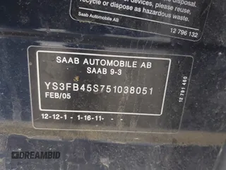 2005 Saab 9-3 Linear z VIN YS3FB45S751038051, wystawiony jako IAAI lot #42361528 z przebiegiem Nie podano mil oraz . Historia ofert i sprzedaży dostępna na DreamBid. Obrazek 9.