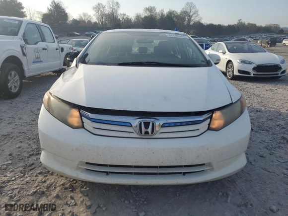2012 Honda Civic Hybrid with VIN JHMFB4F39CS002107, listed as a Copart auction lot 46880265 with 192,556 mi miles and Salvage Title. Bid and sale history available at carsss.com. Image 5.
