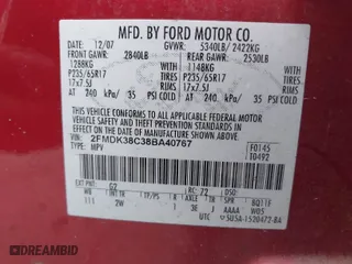 2008 Ford Edge SEL with VIN 2FMDK38C38BA40767, listed as a IAAI auction lot 41539961 with NaN miles. Bid and sale history available at carsss.com. Image 9.