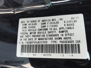 2018 Acura TLX w/A-SPEC Pkg with VIN 19UUB2F69JA007609, listed as a IAAI auction lot 41754437 with 195,047 mi miles. Bid and sale history available at carsss.com. Image 9.