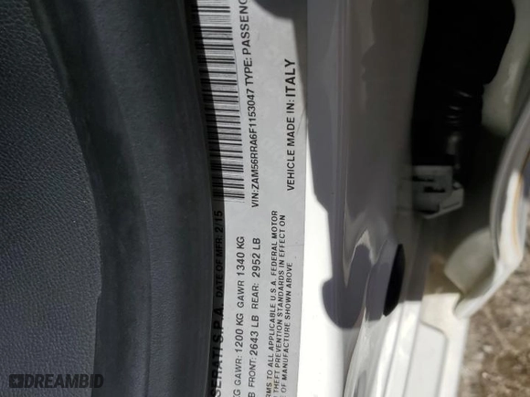 2015 Maserati Quattroporte S Q4 with VIN ZAM56RRA6F1153047, listed as a Copart auction lot 54162865 with 126,954 mi miles and Clean Title. Bid and sale history available at carsss.com. Image 12.