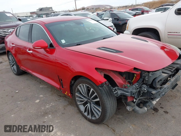 2019 Kia Stinger with VIN KNAE15LA1K6056093, listed as a IAAI auction lot 41620911 with 99,295 mi miles and . Bid and sale history available at DreamBid. Image 1.