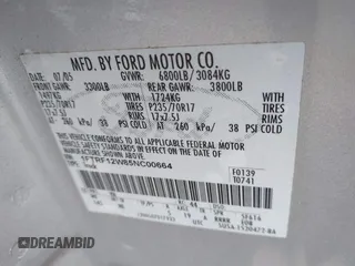 2005 Ford F-150 XL with VIN 1FTRF12W85NC00664, listed as a IAAI auction lot 42046282 with 167,105 mi miles. Bid and sale history available at carsss.com. Image 9.