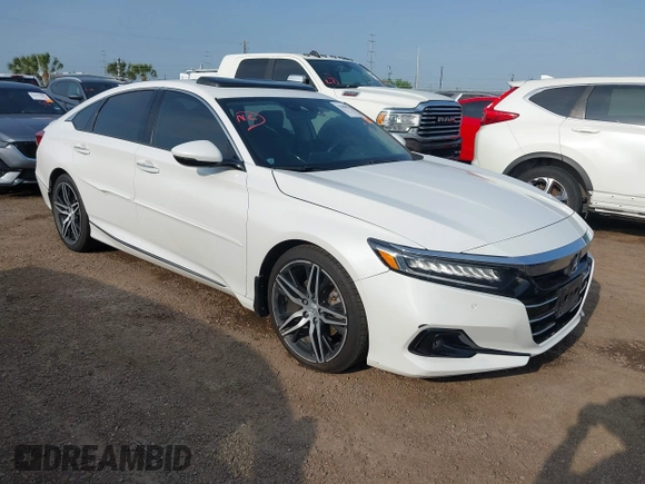 2021 Honda Accord Touring with VIN 1HGCV2F9XMA005191, listed as a IAAI auction lot 42088545 with 169,611 mi miles and . Bid and sale history available at DreamBid. Image 1.