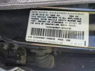 1996 Saab 9000 z VIN YS3CH65R6T1006635, wystawiony jako Copart lot #75867504 z przebiegiem 42 773 mil mil oraz Tytuł czysty. Historia ofert i sprzedaży dostępna na DreamBid. Obrazek 12.