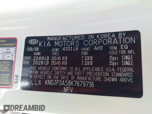 2019 Kia Soul + with VIN KNDJP3A58K7679716, listed as a IAAI auction lot 41680685 with 11,336 mi miles and . Bid and sale history available at DreamBid. Image 9.