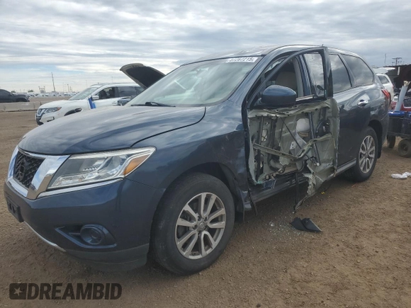 2014 Nissan Pathfinder S z VIN 5N1AR2MM1EC735798, wystawiony jako Copart lot #57267215 z przebiegiem 124 115 mil mil oraz Szkoda całkowita • Salvage title. Historia ofert i sprzedaży dostępna na DreamBid. Obrazek 1.