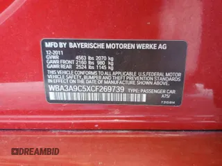 2012 BMW 3 Series 335i with VIN WBA3A9C5XCF269739, listed as a Copart auction lot 46341155 with Not provided miles and Non repairable. Bid and sale history available at DreamBid. Image 13.