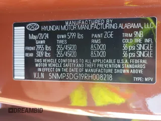 2024 Hyundai Santa Fe Hybrid Limited with VIN 5NMP3DG19RH008218, listed as a Copart auction lot 84165514 with 2,675 mi miles and Salvage Title. Bid and sale history available at carsss.com. Image 15.