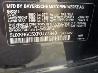 2015 BMW X5 xDrive50i z VIN 5UXKR6C5XF0J77848, wystawiony jako Copart lot #52333555 z przebiegiem 95 425 mil mil oraz Szkoda całkowita • Salvage title. Historia ofert i sprzedaży dostępna na DreamBid. Obrazek 13.