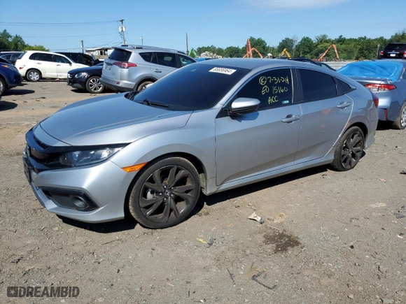 2021 Honda Civic Sedan Sport with VIN 19XFC2F81ME001987, listed as a Copart auction lot 84681344 with 72,911 mi miles and Salvage Title. Bid and sale history available at carsss.com. Image 1.