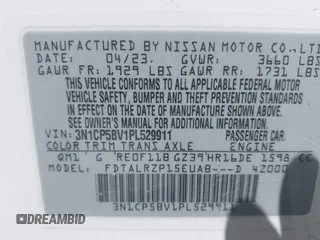 2023 Nissan Kicks S z VIN 3N1CP5BV1PL529911, wystawiony jako IAAI lot #41929559 z przebiegiem 24 060 mil mil oraz . Historia ofert i sprzedaży dostępna na DreamBid. Obrazek 9.