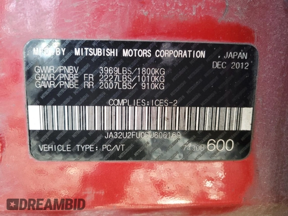 2013 Mitsubishi Lancer ES with VIN JA32U2FU0DU606169, listed as a Copart auction lot 48869484 with 172,758 mi miles and Salvage Title. Bid and sale history available at DreamBid. Image 12.