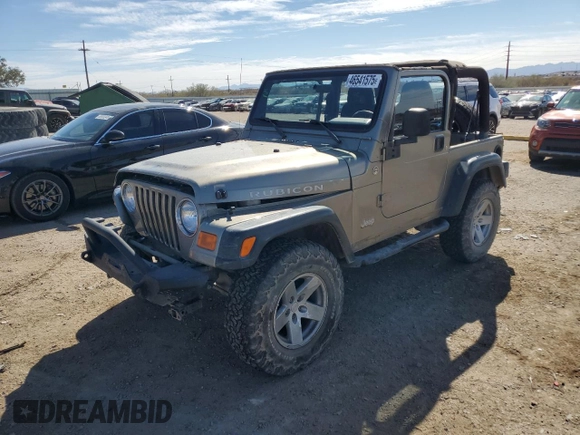 2006 Jeep Wrangler Rubicon with VIN 1J4FA69S36P744801, listed as a Copart auction lot 46541575 with 164,347 mi miles and Salvage title. Bid and sale history available at DreamBid. Image 1.