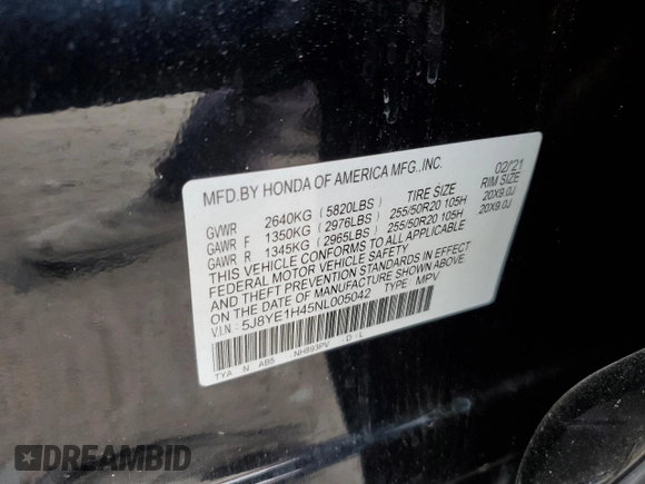 2022 Acura MDX w/Technology Package with VIN 5J8YE1H45NL005042, listed as a Copart auction lot 51951705 with 38,900 mi miles and Salvage Title. Bid and sale history available at carsss.com. Image 12.