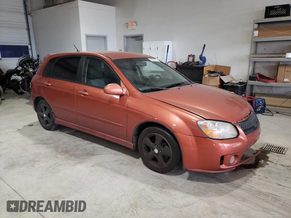 2007 Kia Spectra with VIN KNAFE161775008415, listed as a Copart auction lot 76591404 with 221,117 mi miles and Clean Title. Bid and sale history available at carsss.com. Image 4.