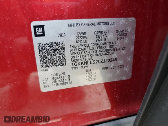2020 GMC Acadia AT4 z VIN 1GKKNLLS2LZ120346, wystawiony jako Copart lot #80435014 z przebiegiem 41 348 mil mil oraz Szkoda całkowita • Salvage title. Historia ofert i sprzedaży dostępna na DreamBid. Obrazek 15.