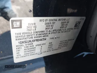 2015 GMC Yukon XL Denali with VIN 1GKS2JKJ9FR244754, listed as a IAAI auction lot 39706952 with 94,917 mi miles. Bid and sale history available at carsss.com. Image 9.
