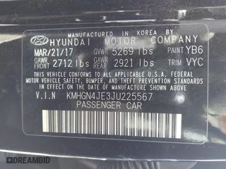 2018 Genesis G80 3.8L with VIN KMHGN4JE3JU225567, listed as a IAAI auction lot 41945232 with 74,953 mi miles. Bid and sale history available at carsss.com. Image 9.