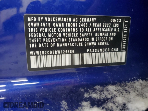 2024 Volkswagen Golf z VIN WVWEB7CD3RW126886, wystawiony jako Copart lot #82587824 z przebiegiem 32 090 mil mil oraz Szkoda całkowita • Salvage title. Historia ofert i sprzedaży dostępna na DreamBid. Obrazek 14.