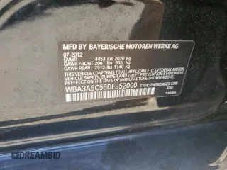 2013 BMW 3 Series 328i with VIN WBA3A5C56DF352000, listed as a Copart auction lot 52206915 with 151,061 mi miles and Salvage title. Bid and sale history available at DreamBid. Image 12.