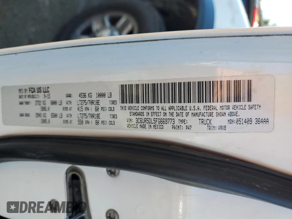 2015 Ram 2500 SLT with VIN 3C6UR5DL5FG669773, listed as a Copart auction lot 80438814 with 210,780 mi miles and Salvage Title. Bid and sale history available at carsss.com. Image 12.