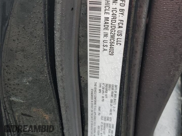 2021 Dodge Durango GT Plus z VIN 1C4RDJDG2MC644029, wystawiony jako Copart lot #57954135 z przebiegiem 34 694 mil mil oraz Szkoda całkowita • Salvage title. Historia ofert i sprzedaży dostępna na DreamBid. Obrazek 13.