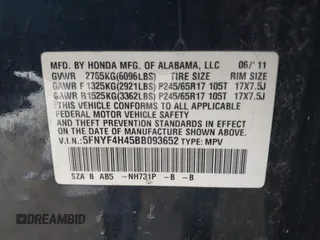 2011 Honda Pilot EX with VIN 5FNYF4H45BB093652, listed as a IAAI auction lot 41872586 with 213,125 mi miles. Bid and sale history available at carsss.com. Image 9.