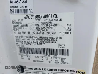 2011 Ford F-150 XLT with VIN 1FTFW1CT7BFA59275, listed as a IAAI auction lot 42111709 with 203,718 mi miles. Bid and sale history available at carsss.com. Image 9.